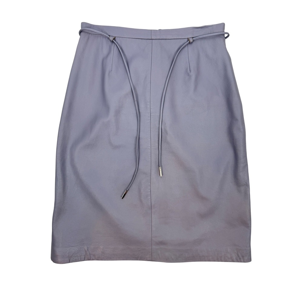 Siena Studio Lavender Leather Pencil Skirt Womens 8 Petite Purple Belted